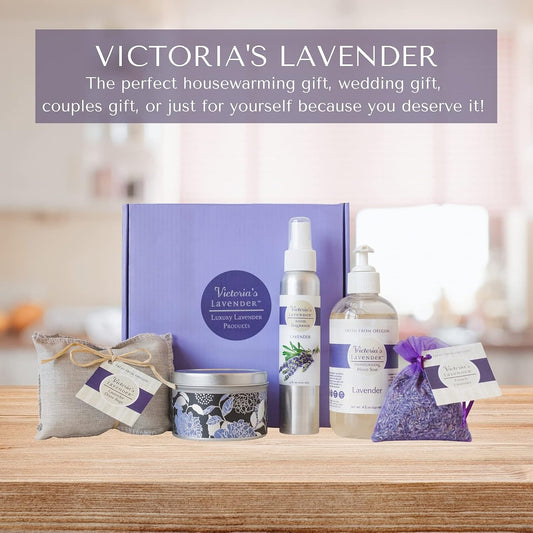 Victoria's Lavender Luxury Lavender Relaxing Spa Gift Basket, Set of 3 | Neck Wrap, Dead Sea Bath Salts, and Hand & Body Lotion , Microwavable Neck Heating Pad Filled with Lavender Buds & Flax Seed