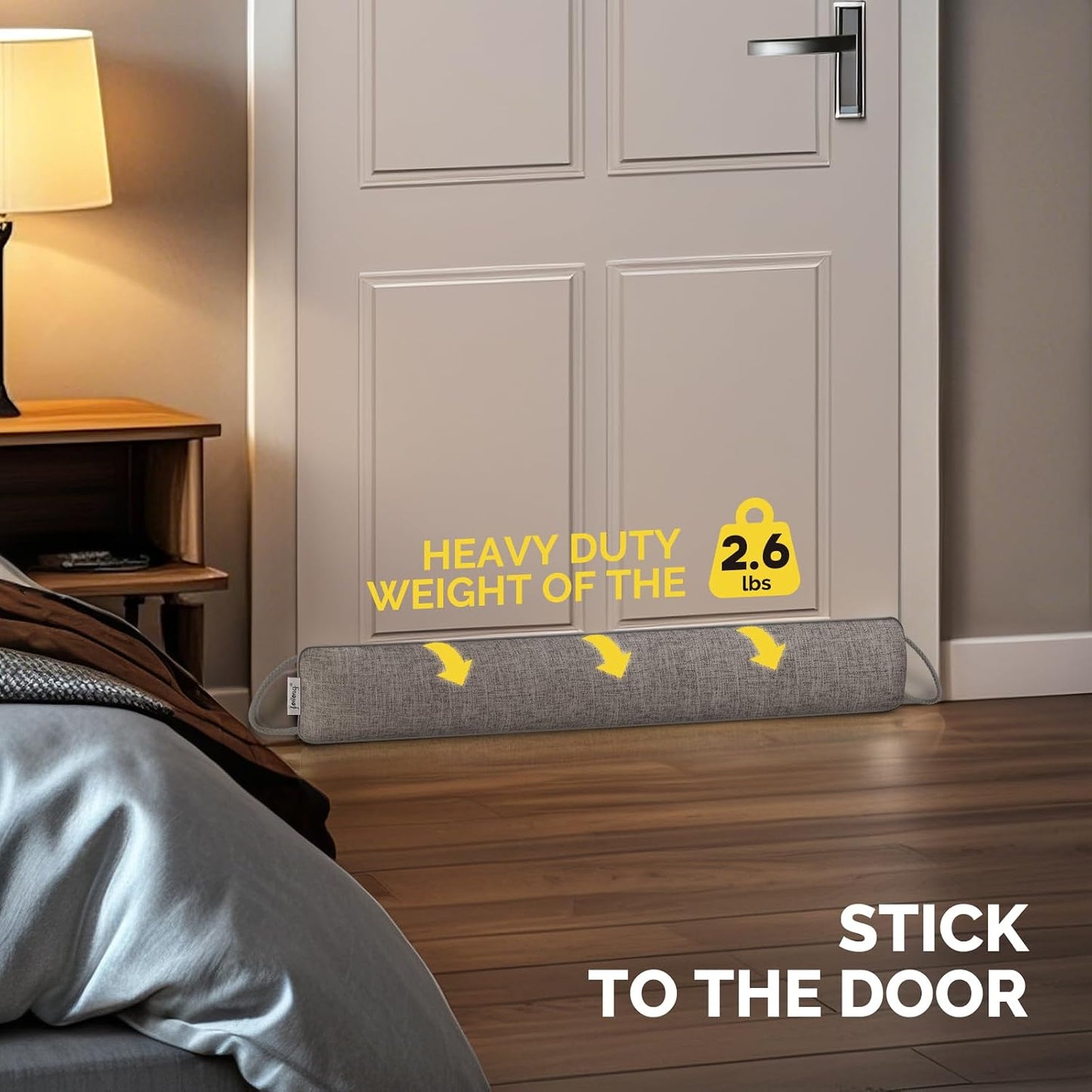 fowong 32" Door Draft Stopper, Weighted Under Door Noise Stopper, Oatmeal | Weighted Fabric Blocks Drafts, Dust & Light, Great for Interior Doors to Help Reduce Noise and Improve Comfort