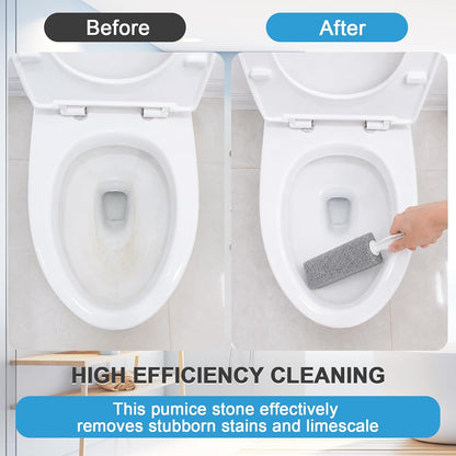 3 Pack Pumice Stone for Toilet Bowl Cleaning with Handle, Scouring Stick Remove Toilet Bowl Hard Water Rings, Calcium Buildup and Rust for Cleaning Toilet, Bathroom, Kitchen Sink, Grill (Gray)