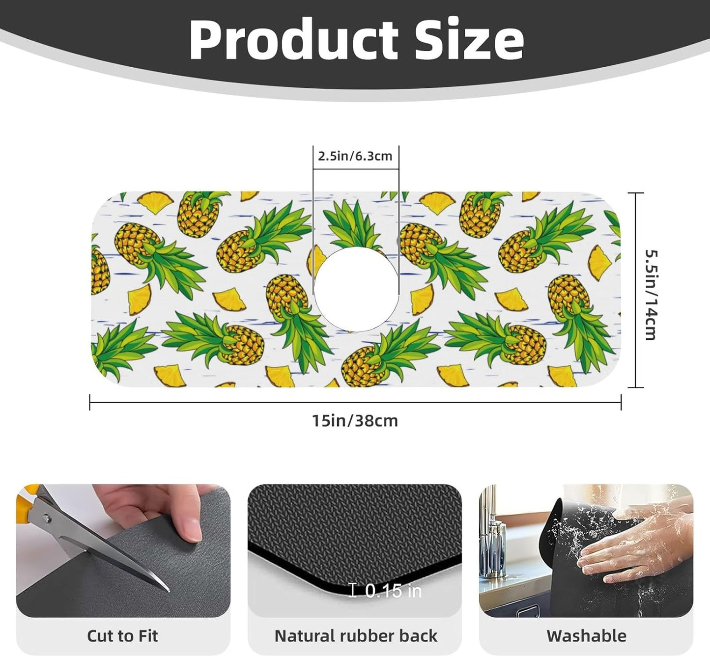 Wildflowers Floral Flower Kitchen Sink Splash Guard Faucet Mat Super Absorbent Fast Drying Mat Sink Gadgets-Fast Drying Pad Sink Mat For Kitchen Bathroom (15" X 5.5" )