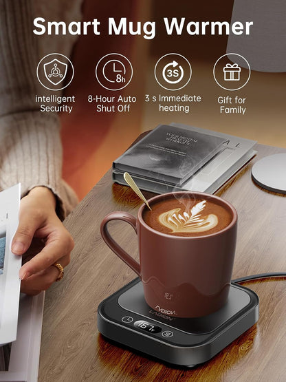 LAOION Mug Warmer 40W Coffee Cup Warmer for Desk with Auto Shut Off | Smart Electric Candle Warmer with 4 Temp and Timer Settings, Coffee Gift for Tea, Water and Milk at Home or Office, Black