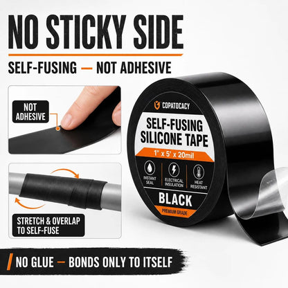 Self-Fusing Silicone Sealing Tape, Waterproof Repair Tape for Hose, Pipe, Electrical Cable, High Strength Leak Fix Wrap, Weatherproof Emergency Insulation Tape (1" x 5' x 20mil)