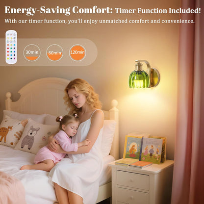 Vintage Battery Operated Wall Sconce, Wireless Wall Lights with Bulbs
