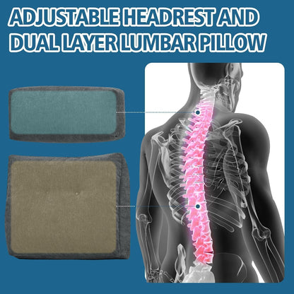Back Support Pillow for Recliner Soft Dual Layer Lumbar Support Pillow with Shredded Memory Foam Ergonomic Orthopedic Couch Lumbar Cushions for Elderly Lower Back Pain Relief Dark Grey