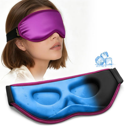 BeeVines 3D Cooling Gel Eye Mask for Puffy Eyes Migraines Headache Fast Relief, After Surgery Care, Ice Pack for Cold Compress, 6 OZ Contoured Weighted Sleep Mask for Sleeping, 100% Blackout