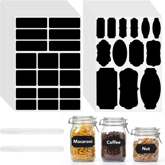 465 Chalkboard Labels for Jars and Containers with 2 White Chalk Markers