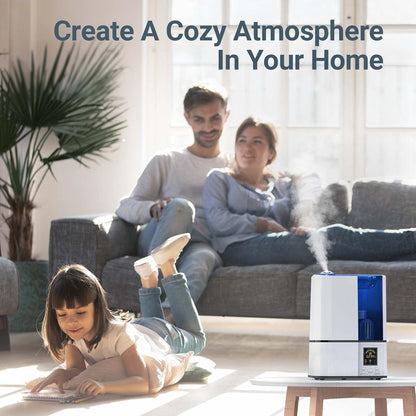 Humidifiers for Bedroom, 4L Cool Mist Humidifiers with Humidistat, humidifier for Home Large Room, LED Display, Quiet Operation, Sleep Mode, 24H Timer, Night Light