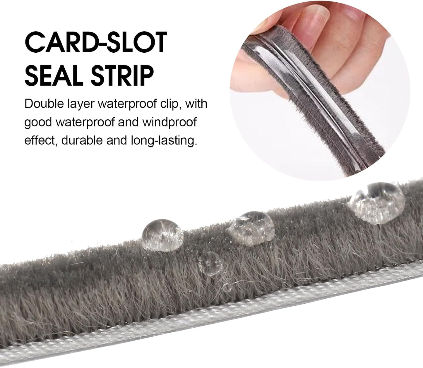 16 Ft (5m) 196 Inch Sliding sash Windows Doors Tape Pile Draught excluder Brush Seal Strip weatherstrip 7mm x 12mm (7/24 1/2 Inch, Gray)