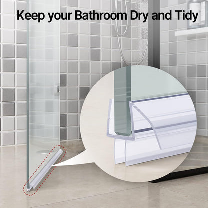 AmazerBath Frameless Shower Door Bottom Seal 39 inch (Set of 2) - Clear, Suitable for 3/8 Inch Glass, Modern Style