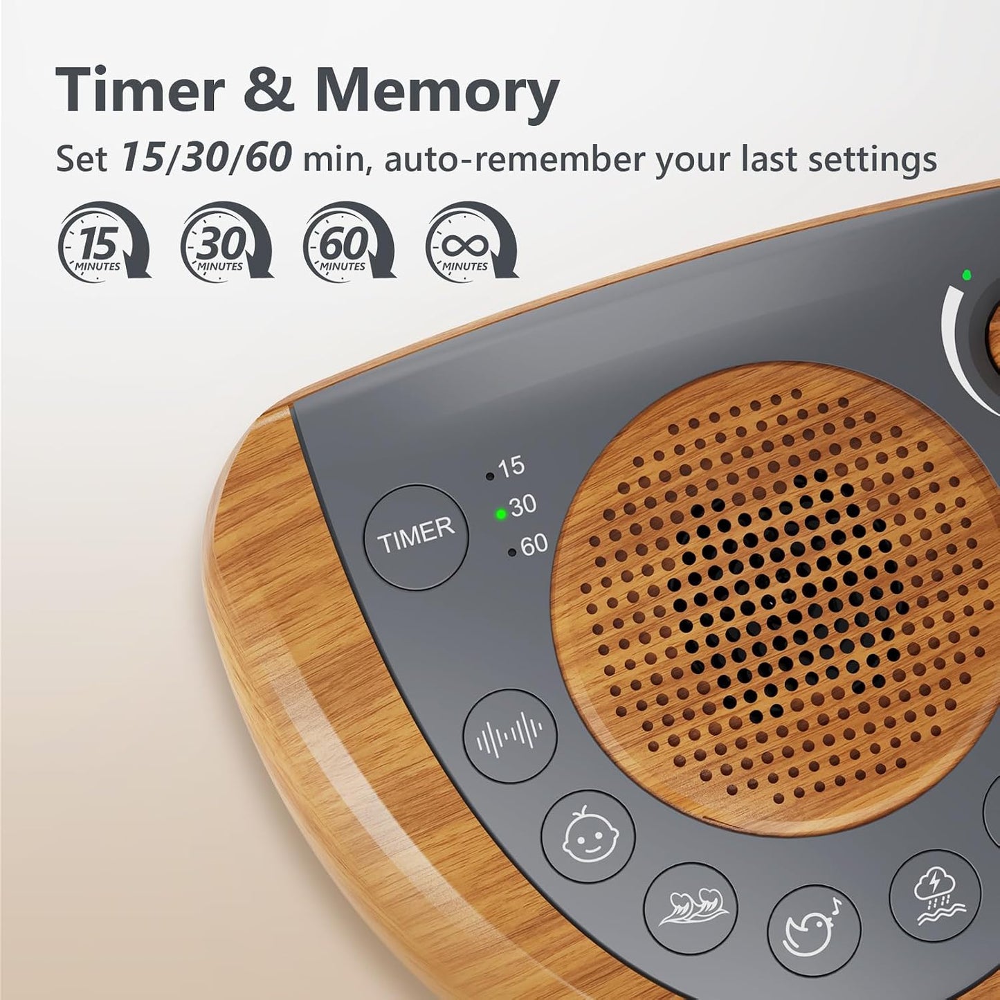 Mesqool Portable White Noise Machine with 24 Soothing Sounds for Sleep | Timer and memory function, headphone jack, USB charging, and AC or battery power for babies, kids, adults and travel