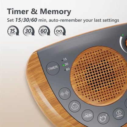Mesqool Portable White Noise Machine with 24 Soothing Sounds for Sleep | Timer and memory function, headphone jack, USB charging, and AC or battery power for babies, kids, adults and travel