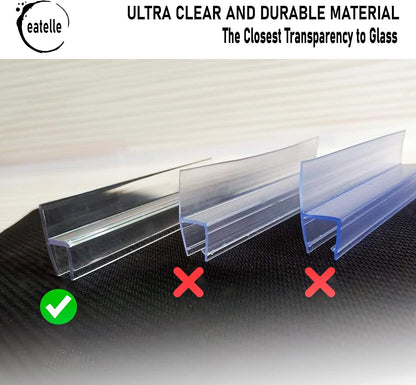 eatelle Frameless Shower Door Side Seal Strip for 3/8 Inch (10mm) Glass, Vertical Polycarbonate H-Jamb 180 Degree 78" Long