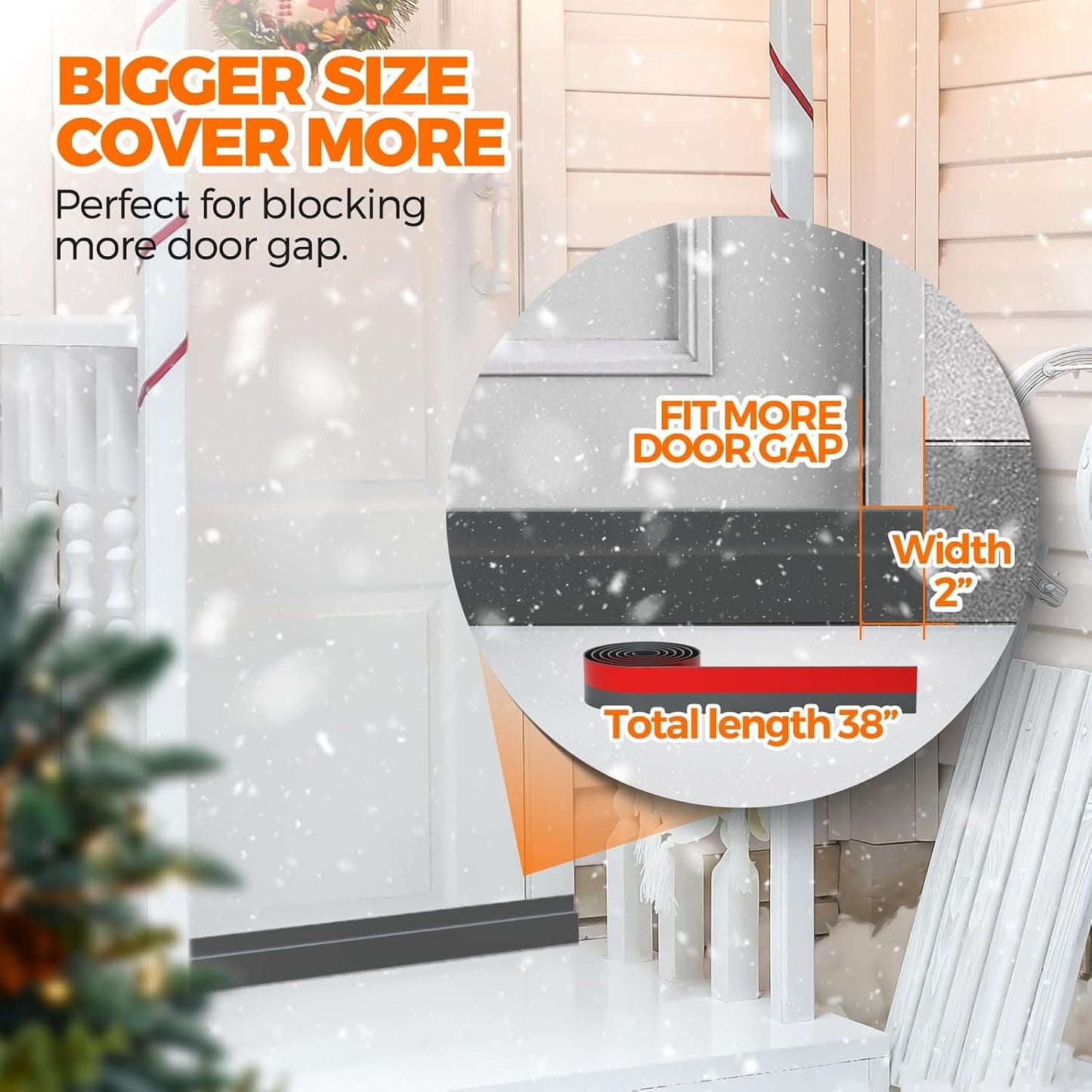 Holikme Door Draft Stopper 2-Pack, Under Door Seal for Bottom Gap Filler | Strong Adhesive Silicone Weather Stripping Garage Window Blocker Cold Air & Noise, Easy Install Door Sweep Strip Save Energy