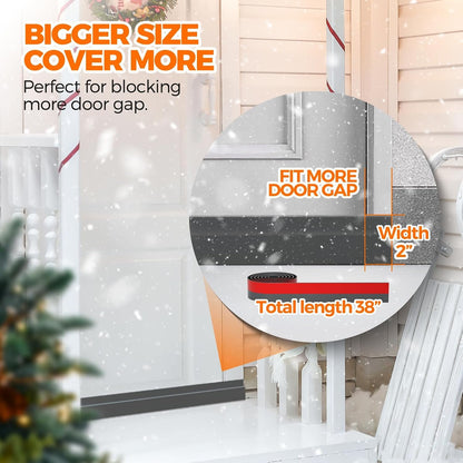 Holikme Door Draft Stopper 2-Pack, Under Door Seal for Bottom Gap Filler | Strong Adhesive Silicone Weather Stripping Garage Window Blocker Cold Air & Noise, Easy Install Door Sweep Strip Save Energy