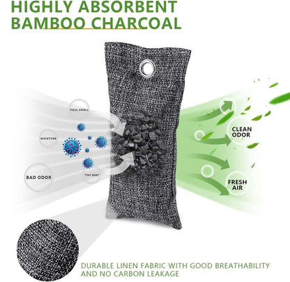 4 Pack Activated Charcoal Odor Absorber, Bamboo Charcoal Air Purifying Bags Odor Eliminator Air Freshener Deodorizer for Shoe, Closet, Car, Basement