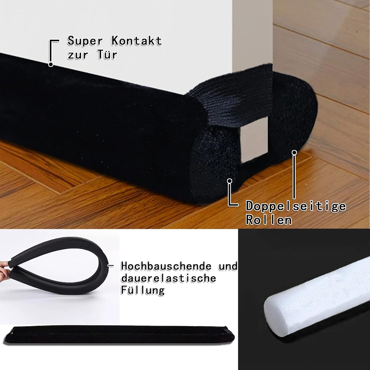BKSAI Door Draft Stopper for Doors 29-35" No Adhesive Draft Stopper for Bottom of Door Draught Excluder Under Door Wind Blocker Reduce Noise Draught Excluder Sweep Sound Proof(Black) | No Adhesive, For Bottom of Door, Wind Blocker, Reduce Noise, Sound