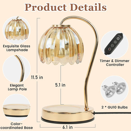 Electric Candle Warmer Lamp with Timer & Dimmer, Gray Tulip Lampshade