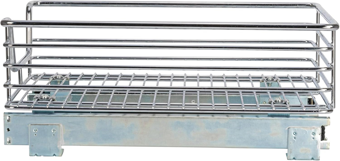 Household Essentials Glidez Multipurpose Chrome-Plated Steel Pull-Out/Slide-Out Storage Organizer for Cookware and Bakeware - 2-Tier Design - Fits Standard Size Cabinet or Shelf, Chrome