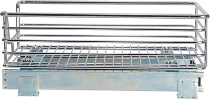 Household Essentials Glidez Multipurpose Chrome-Plated Steel Pull-Out/Slide-Out Storage Organizer for Cookware and Bakeware - 2-Tier Design - Fits Standard Size Cabinet or Shelf, Chrome