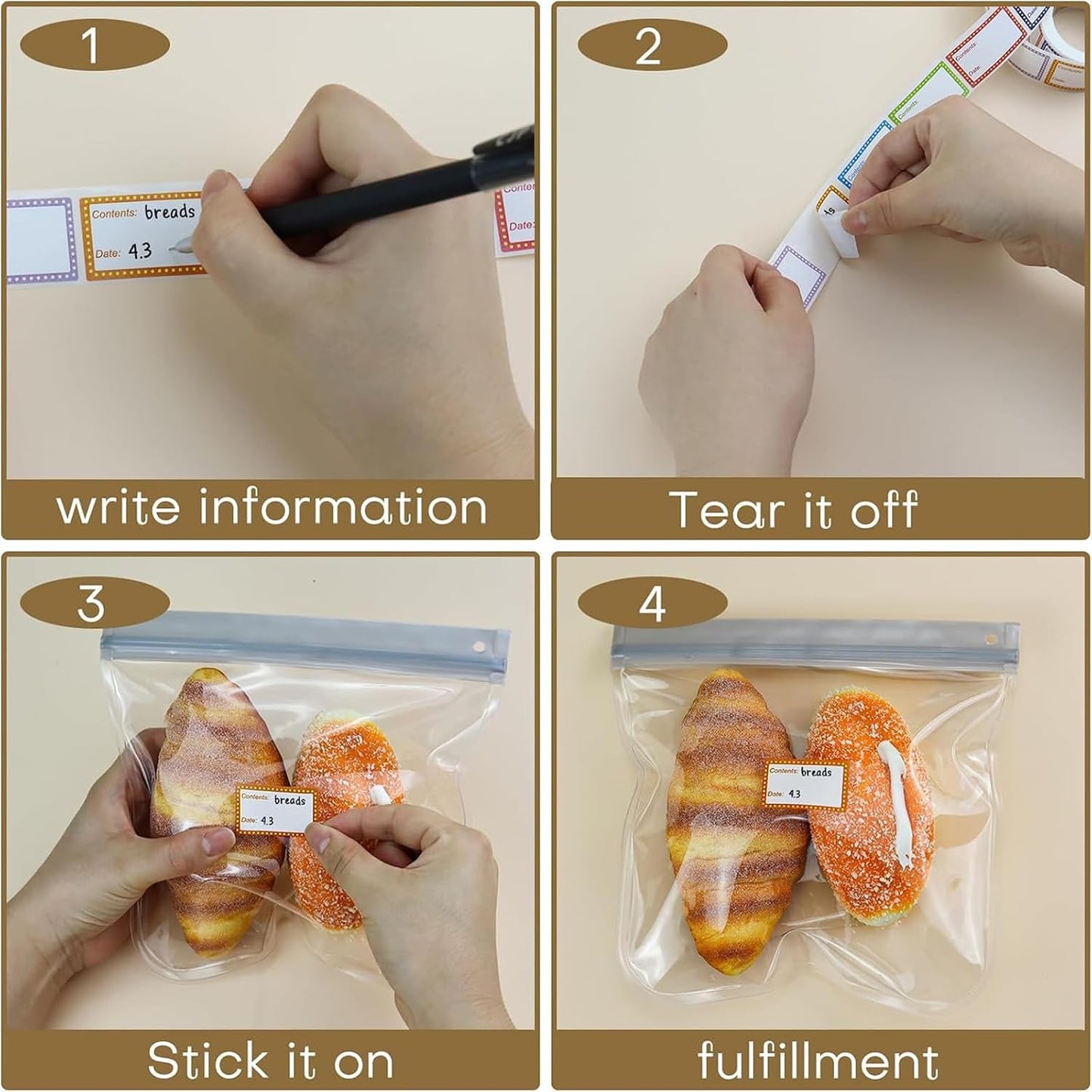 250PCS Food Labels Stickers, Freezer Labels Removable Food Storage Freezer Tape to Write on, 1x2Inch Adhesive Food Date Canning Labels for Jars Daycare Bottle Labels Food Containers