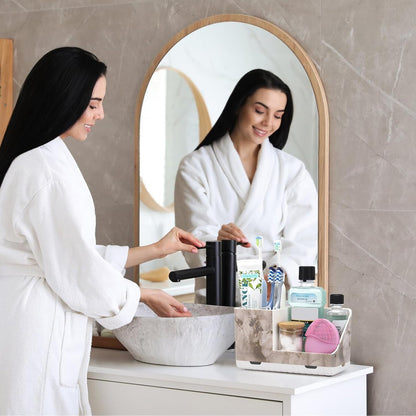 Toothbrush Holders for Bathroom Counter Organizer and Storage (White) | Easy To Clean, Drainage, Non-Slip, Detachable, Kids Electric Toothbrush and Toothpaste Holder for Bathroom
