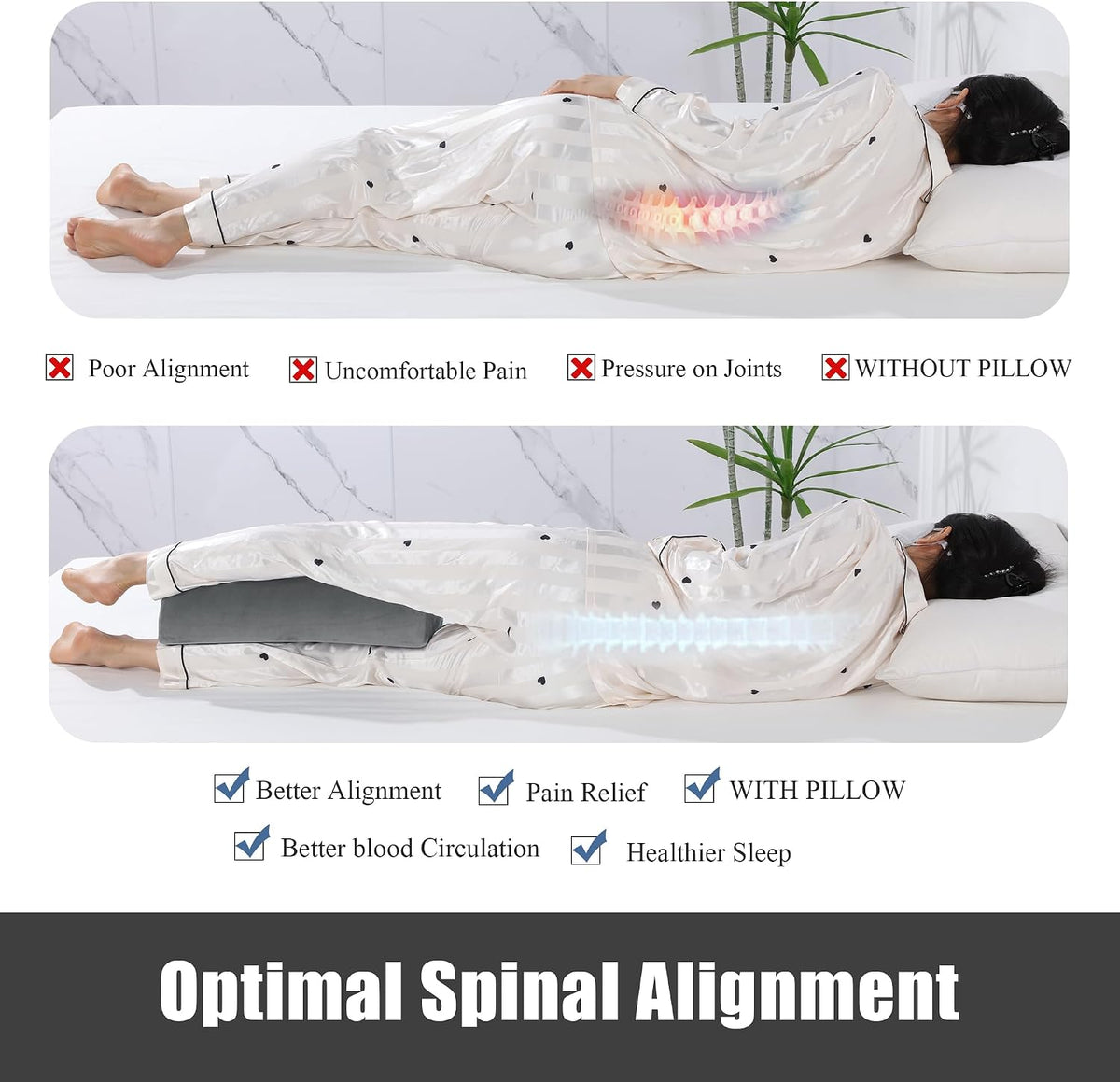ROYALAY Half Moon Bolster Knee Pillow for Legs, Knees, Lower Back and Head, Adjustable Semi Roll Round Lumbar Support Pillow for Bed Sleeping, Health Large Half Moon Pillow for Reduce Pressure,Gray