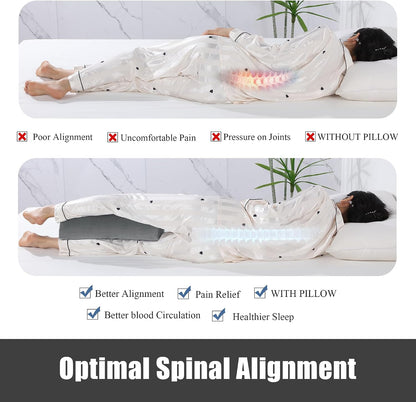 ROYALAY Half Moon Bolster Knee Pillow for Legs, Knees, Lower Back and Head, Adjustable Semi Roll Round Lumbar Support Pillow for Bed Sleeping, Health Large Half Moon Pillow for Reduce Pressure,Gray
