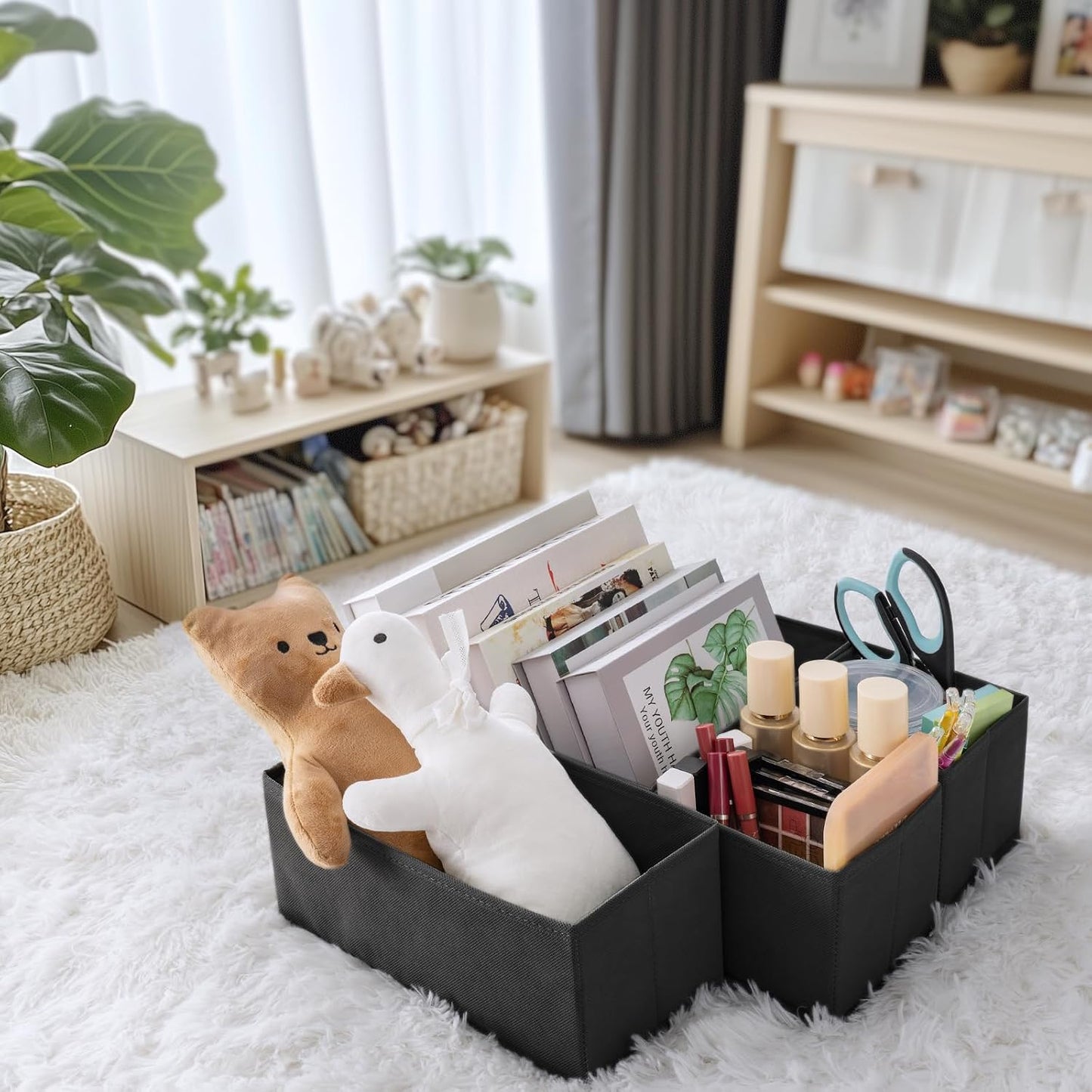 Drawer Organizer Clothes, 10 Pack Dresser Organizer for Baby Clothes, Underwear, Sock- Foldable Closet Organization and Storage Dividers Bins for Nursery, Bedroom (Beige)