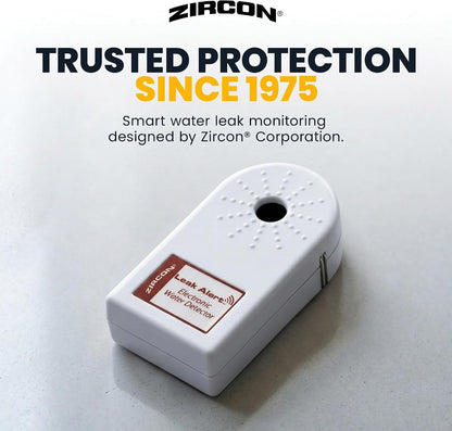 Zircon® Leak Alert™ Water Leak Detector, Loud 90 dB Water Alarm | Detect leaks before costly water damage near water heaters, appliances and plumbing fixtures; no setup required