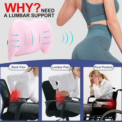 BYMECOST Lumbar Support Pillow for Car, Memory Foam Car Back Cushion | Car Seat Back Pillow for Driving, Adjustable Strap, Ergonomic Lower Back Support Pillow, Office Chairs and Wheelchairs