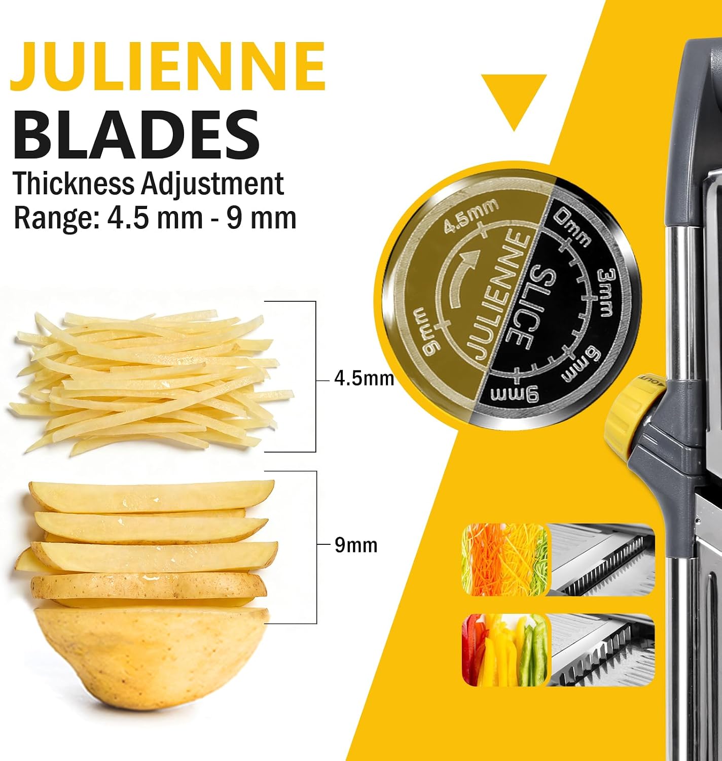 Masthome Mandoline Slicer for Kitchen,Adjustable Mandoline Food Slicer | Sharp Stainless Steel Blade,Chopper Vegetable Cutter for Potato,Onion,Fruit,INCLUDING Food Holder,Gloves,Cleaning Brush