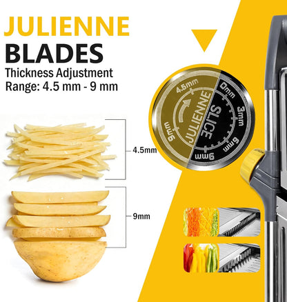 Masthome Mandoline Slicer for Kitchen,Adjustable Mandoline Food Slicer | Sharp Stainless Steel Blade,Chopper Vegetable Cutter for Potato,Onion,Fruit,INCLUDING Food Holder,Gloves,Cleaning Brush