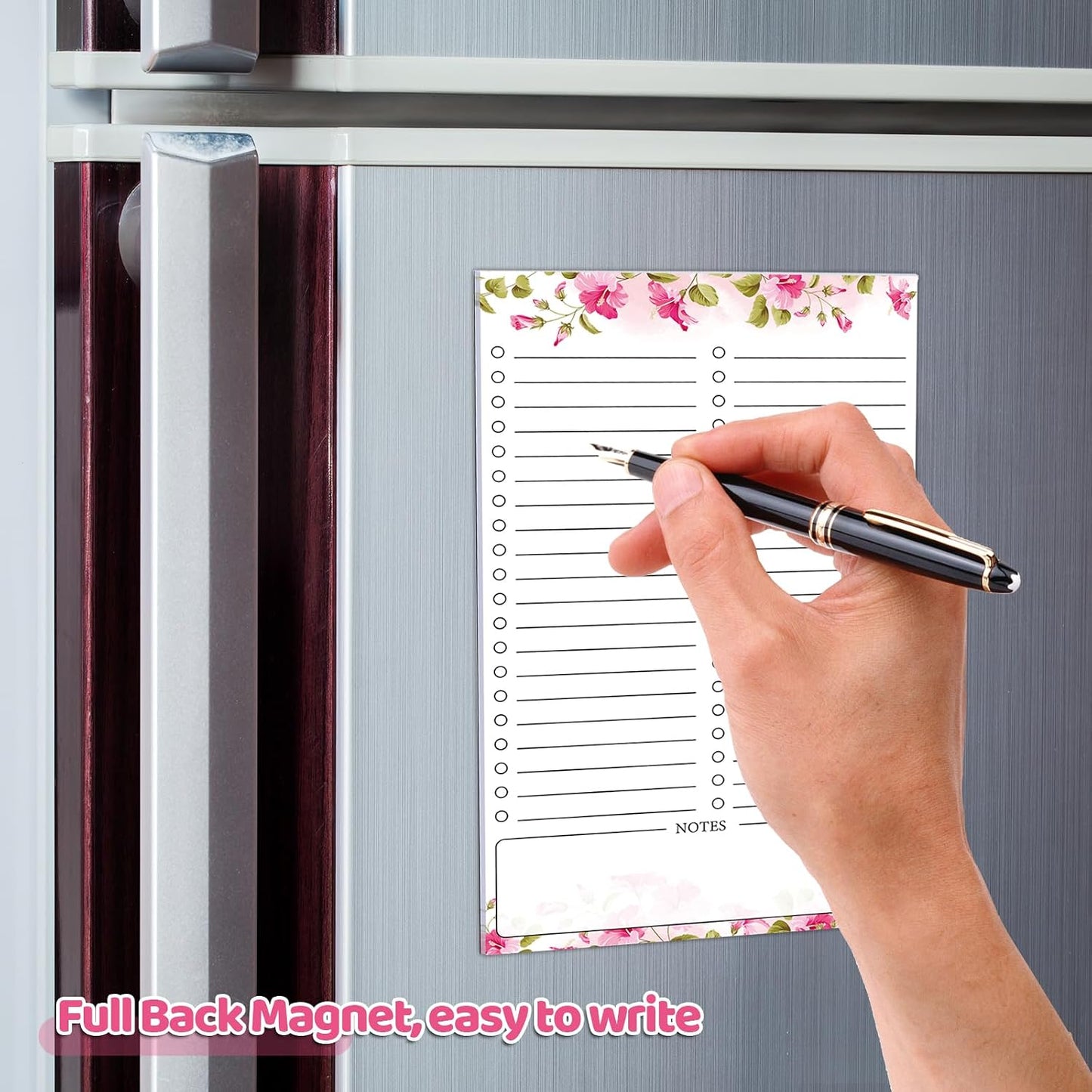 Thboxes 2 Pack Grocery List Magnet Pad for Fridge, 120 Sheets, Pen Holder | 4.5x7.5In Magnetic Grocery List Pad for Fridge, Full Back Shopping Checklist, Notepad for Kitchen, Home Office, Parents, Kids