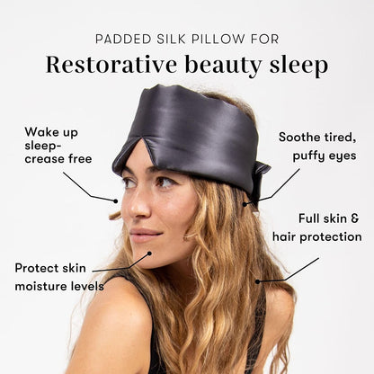 DROWSY Silk Sleep Mask - Face-Hugging, Padded Cocoon for Luxury Sleep in Total Darkness - 100% Pure Mulberry Silk, Skin-Hydrating & Adjustable (Midnight Blue)
