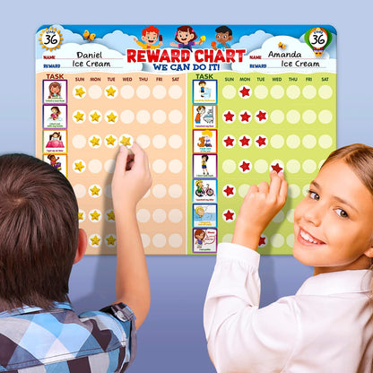 Behavior Reward Chart System - Pad with 26 Chore Charts for Kids, 2800 Stickers to Motivate Responsibility & Good Habits
