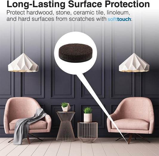 SOFTTOUCH "Self-Stick Furniture Round Felt Pads for Hard Surfaces – Protect Your Hard Floors from Furniture Scratches, 1-1/2"" Linen, Round (8 Pieces)" (4719395N)