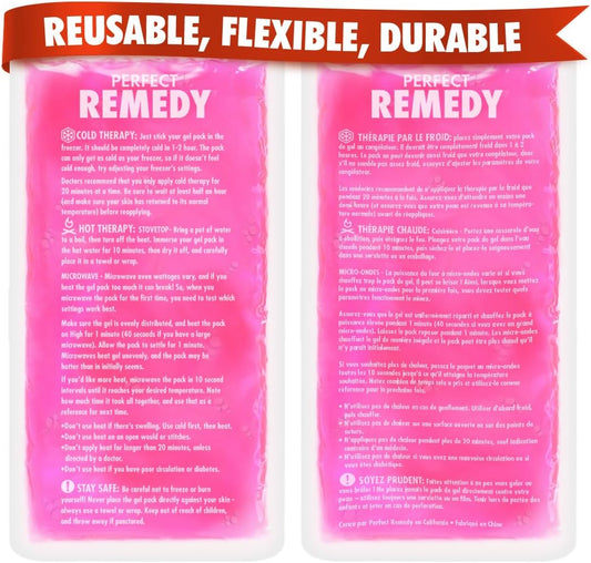 Perfect Remedy 2-Pack Gel Ice Packs for Injuries with Strap Cover, Flexible Hot Cold Compress, Soothing Soft Ice Packs for aid in Injuries Conditions, Alternative to Hot Water Bottles (Blue, Regular)