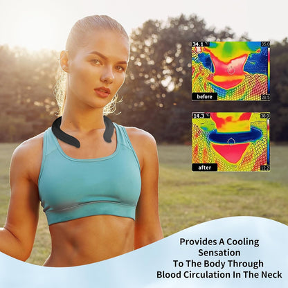 2PCS PCM Neck Cooling Tube with Insulated Bag, Reusable Ice Ring Neck Cooler Wrap, Wearable Neck & Shoulder Cooling Ring for Hot Weather Outdoor Work, TPU Freezable Collar (Blue+Black)