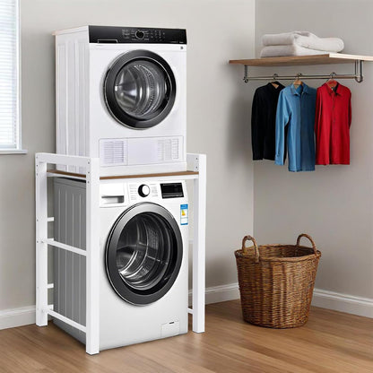 Heavy Duty Steel Shelf Over Washer and Dryer, Portable Washer and Dryer Stand, Laundry Room Organizer with Adjustable Laminate, Washing Machine Shelf for Bathroom and Laundry Room (Black-A)