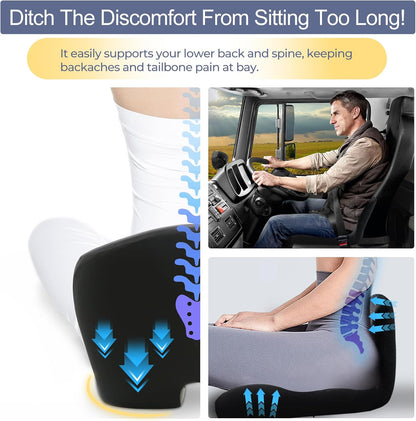 Seat Cushion with Lumbar Support Pillow, Back and Seat Cushion for Office