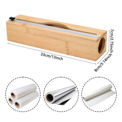 Plastic Wrap Dispenser with Cutter,Cling Wrap with Slide Cutter for Kitchen Storage Organization Holder for 12" Roll