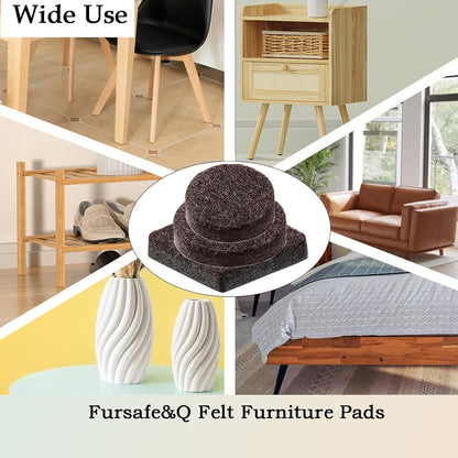 Fursafe&Q Felt Furniture Pads, Furniture Felt Pads for Hardwood Floors -Self Adhesive Chair Leg Floor Protectors, Protect Your Floors from Nicks, Bumps and Scratch,96 Pcs Round Cabinet Door Bumper