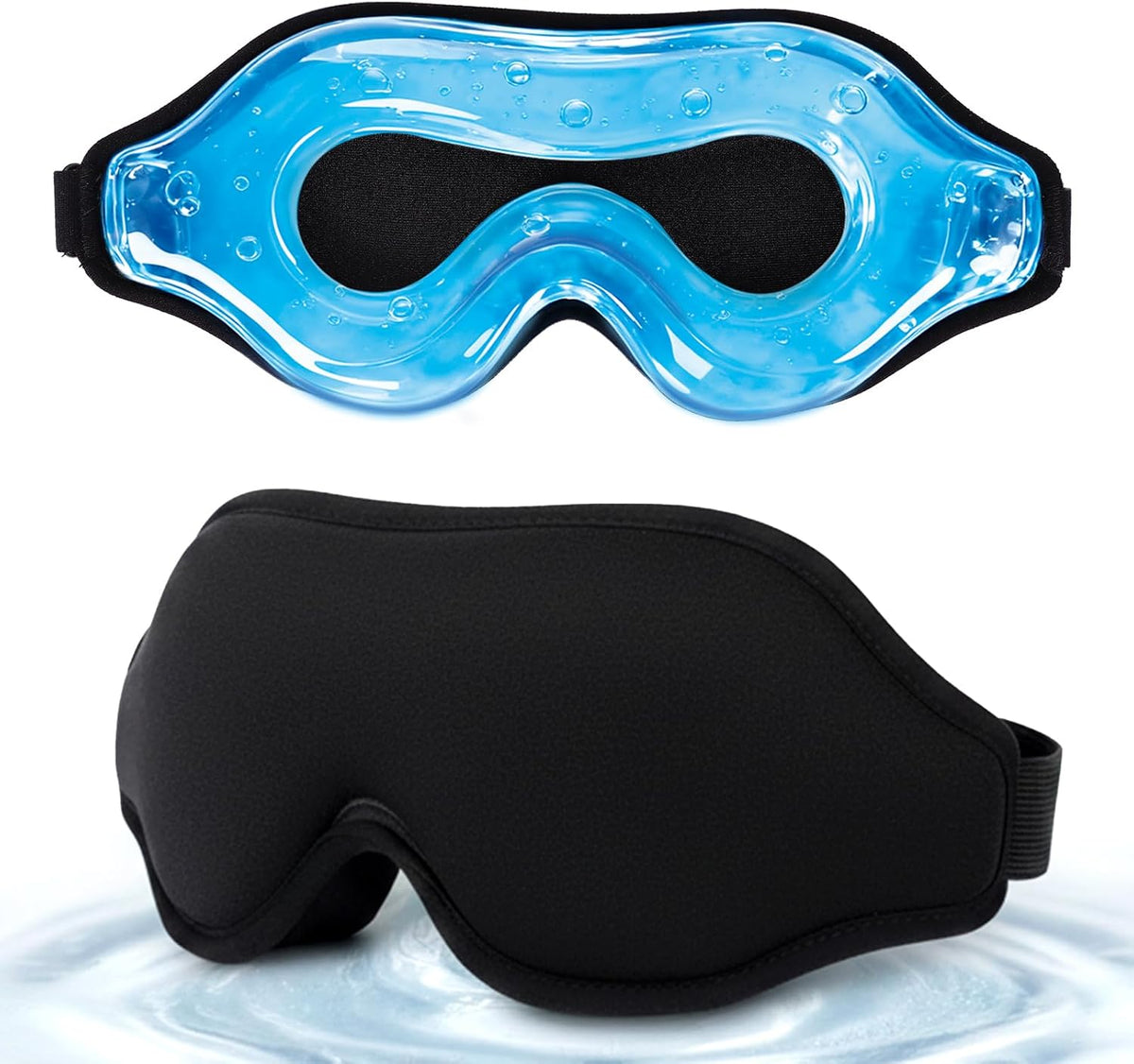 3D Cooling Gel Eye Mask for Migraines and Puffy Eyes, Cold/Heat Therapy for Dry Eyes and Sinus Pressure, 100% Blackout Sleep Mask for Side Sleepers, Adjustable Contoured Blindfold with Travel Pouch
