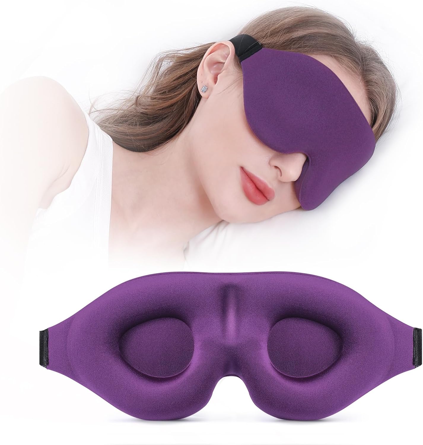 YIVIEW Sleep Mask for Side Sleeper, Complete Light Blocking 3D Sleeping Eye Mask, Soft Breathable Eye Cover for Women Men, Relaxing Zero Pressure Night Blindfold | Soft Breathable Eye Cover for Women Men, 3D Sleeping Eye Mask Black, Relaxing Travel