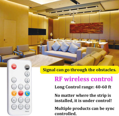 WOBANE 16.4ft Motion Sensor LED Strip with Remote,Warm White Tape Lighting | Dimmable LED Strip Lights for Kitchen, Under Cabinet, Bedroom, Shelf, Bed, PIR Function,Night Light,Adapter,3000K Warm White