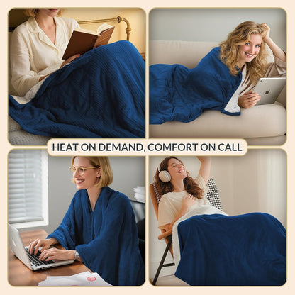 HOMLYNS Heated Throw Blanket, 5 Heat Settings, 3 Hours Timer, Grey