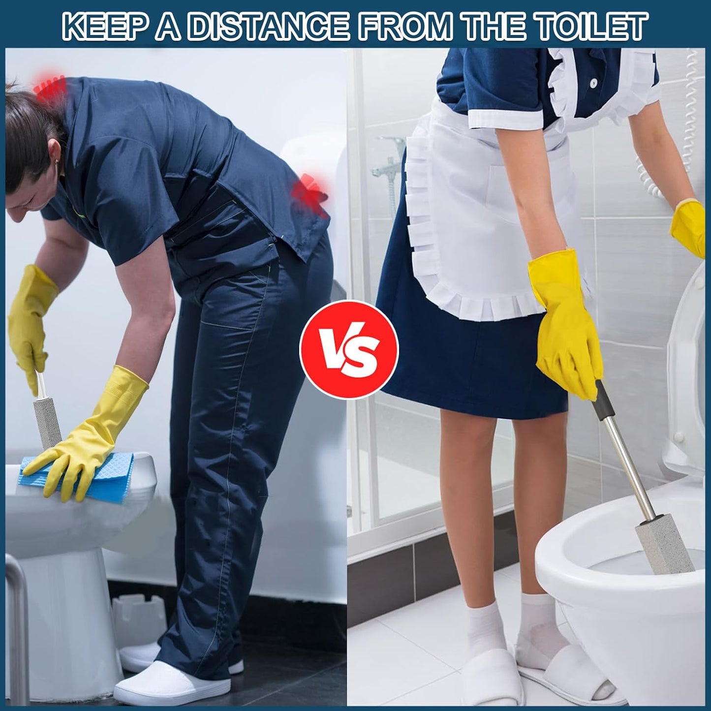 2 Pack Pumice Toilet Cleaner,16.14in Long Handle Toilet Scrubber | 2-pack natural pumice set. Removes hard water, rust & limescale. Safe for toilet, tub, tile, sink & BBQ. 16.14" handle