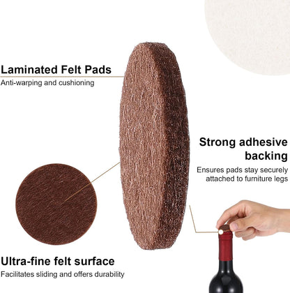 96Pcs Felt Furniture Pads for Hardwood Floors, 3/4" Self Adhesive Chair Felt Pads Felts Furniture Pad from Furnitures Scratches Moving Your Furnitures Smoothly for Chairs, Tables, Couches (Brown)