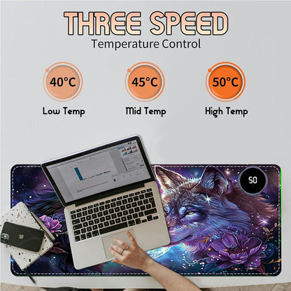 Heated Desk Pad Heated Large Mouse Pad, Electric Quickly Warm Desk Mat with 3 Levels Heating 3 Hours Auto Shut-Off, 31.5" x 13" Warm Gaming Mousepad Hand Foot Warmer, Baby Elephant