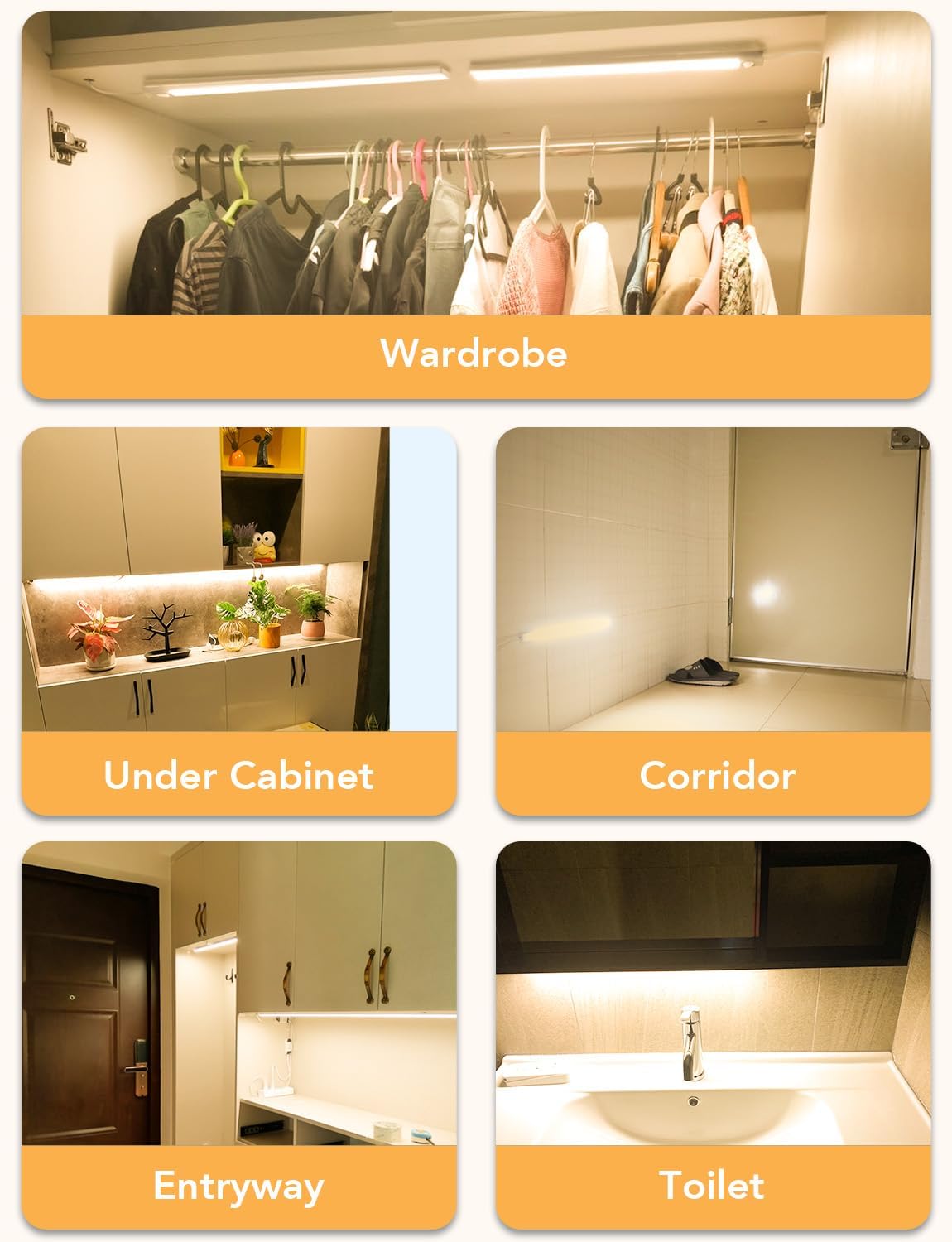 Under Cabinet Lighting LED Motion Sensor Lights Plug in Indoor, 16 inch 500LM 12V Under Counter Super Bright Ultra Thin Magnetic for Kitchen/Closet/Hallway/Toilet/Garage(Cool White/6000K)